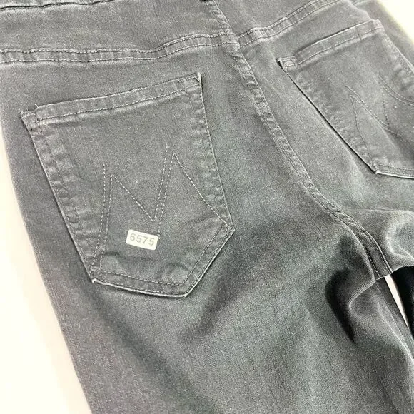 Mother Looker Ankle Fray Guilty Glitter Racer Jeans Womens 29 Black Frayed Hem - Picture 14 of 14